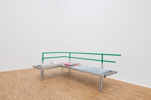 Thea Moeller, Divano, 2021, steel, paint, wood, foam, textile, 76 x 220 x 120 cm, courtesy of the artist and Wonnerth Dejaco, Vienna