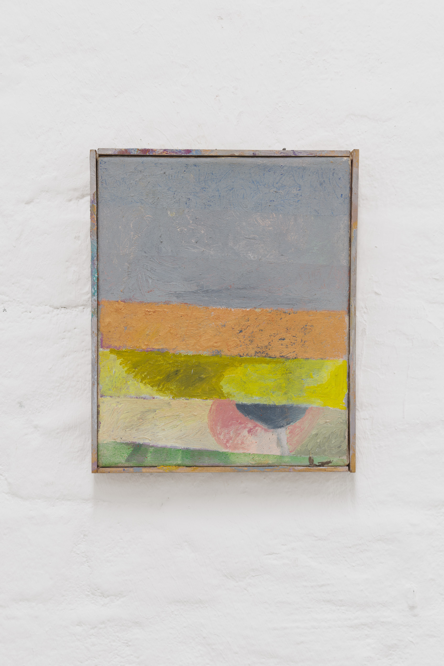 Edin Zenun, Ohne Titel, 2019, 26 x 21 cm, oil, clay, pigment and oil pastel on canvas, artist frame