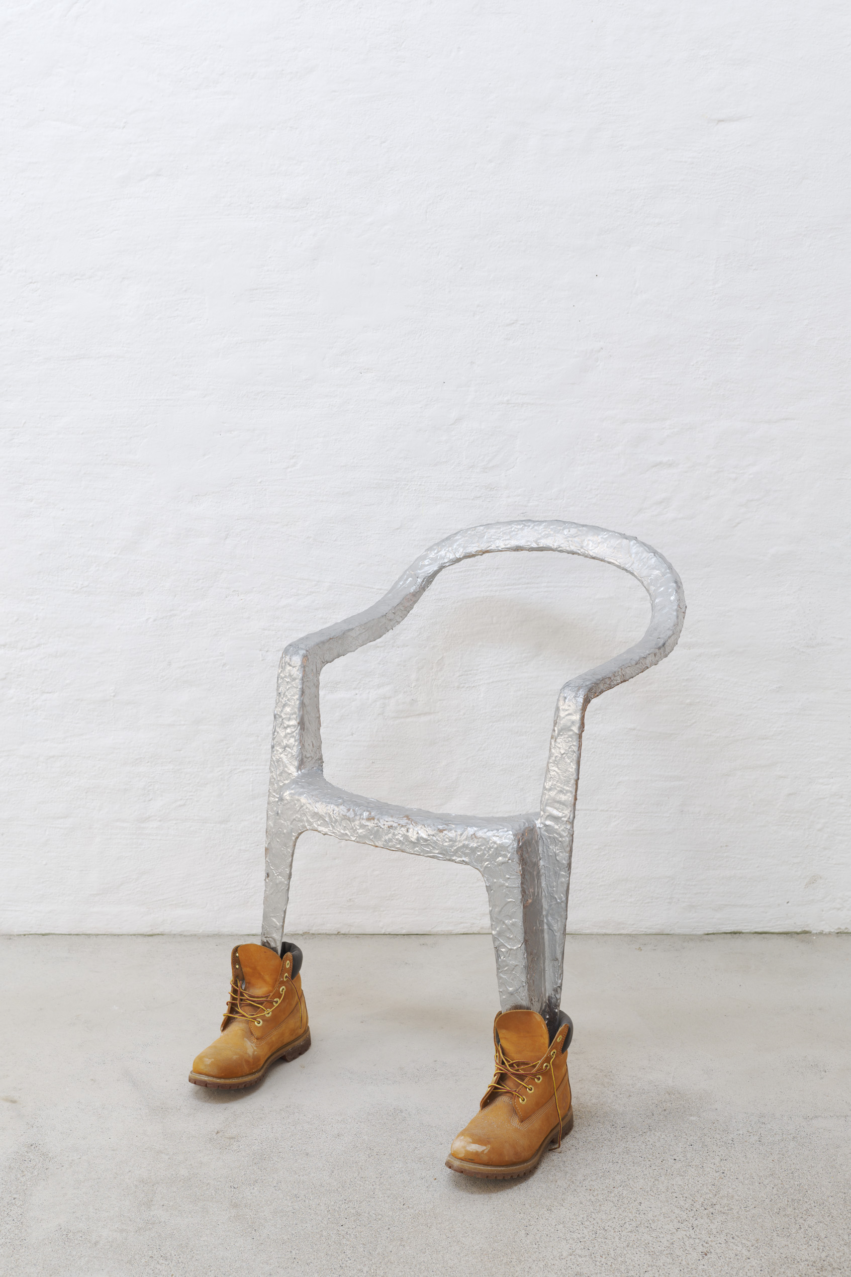 Lindsay Lawson, Jan Jansen, 2018, garden chair, Timberlands, latex, acrylic